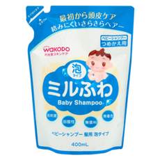 WAKODO 和光堂 潤澤嬰幼兒洗髮泡 補充包, 400ml, 1包