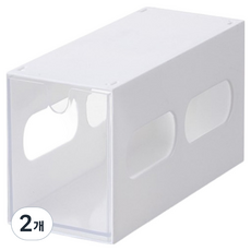 모두템 적층식 투명 문구 수납함, 화이트, 2개