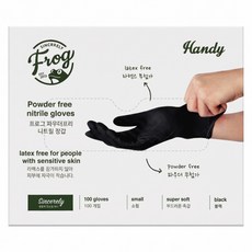 SINCERELY Frog 無粉合成橡膠手套 100入, 黑色, 小 S, 1盒