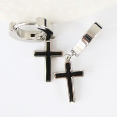 NOID-B 316L不鏽鋼垂墜十字架耳環