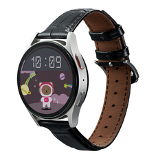 w9999 現代皮革錶帶, 竹炭黑, Galaxy Watch 7/6/6 Classic/5/5 Pro/4/4 Classic/3/Active2/Active 20mm