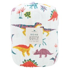 little unicorn 純棉四層紗布毯 被子 柔軟透氣, 加大(183 x 152cm), 童話恐龍