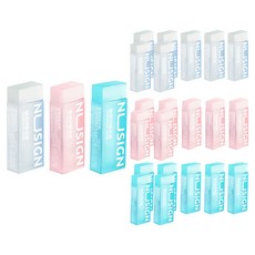 NUSIGN 得力透明大橡皮擦3件組 NS154, 8組, 白色, 粉色, 藍色