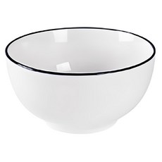 Homely Zakka 北歐創意簡約黑邊陶瓷餐具 大圓麵碗 20.5cm, 白色 + 黑色, 1個