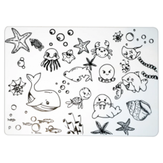 食品級矽膠畫畫餐墊 30x40公分, 海洋世界 白色 + 黑色, 1個