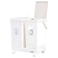 Daily Bloom 一鍵式分類垃圾桶 20L 2入組, 白色