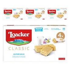 Loacker 萊佳哈斯 威化夾心酥 牛奶口味, 4盒, 180g