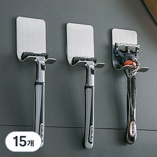 무식이네 3M 강력부착 스텐 304 면도기 거치대, 실버, 15개