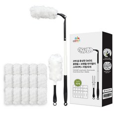 코멧 홈 풍성한 360도 롱핸들 +숏핸들 먼지떨이 스타터팩 +리필 15개, 블랙앤화이트, 1세트