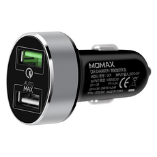 MOMAX 雙USB輸出汽車快速充電器 UC9 30W DC12-24V, 黑色