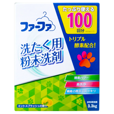 FaFa 洗衣用粉末洗衣劑 3.3kg 酵素配合！可使用100回, 1盒, 薄荷香