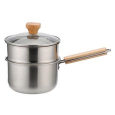 Balunfini IH電磁爐三層複合底原木手柄蒸氣兼用單柄鍋 16cm, 銀色, 1個