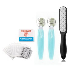 굳은살제거 발 각질 면도기 블루 2p + 면도날 10p + 각질제거기 세트, 1세트