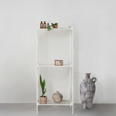 아임랙 조립식 철제 녹방지 화분선반 휨방지보강대 슬림랙 600 x 400 x 1500 mm, 크림화이트, 3단