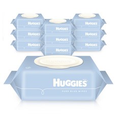 하기스 퓨어 블루 아기 물티슈 캡형, 80매, 10세트