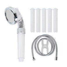 HOMEDAUM 3段式SPA蓮蓬頭+濾芯 5支入+PVC沐浴軟管 1.5m組, 1組, 混色