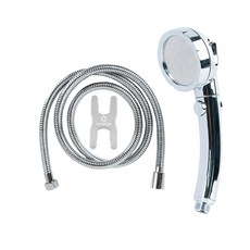 HOMEDAUM 3段式按摩自動止水蓮蓬頭+沐浴軟管 1.5m組, 銀色, 1組