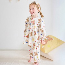 mollimelli friends 女童款滾來滾去愛心熊睡衣上下套裝