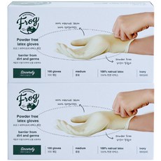 프로그 파우더프리 라텍스장갑, 아이보리, 중(M), 2개