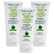 babycoccole 寶貝可可麗 1~3歲 水果膠牙膏 青蘋果 75ml, 3條