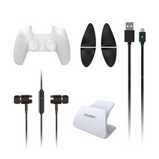 DOBE PS5 遙控手把 配件8合1套裝, 保護套, 扳機按鍵, 手把收納架, 充電線, 耳機, ABS材質, 1組