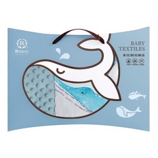 Roaze 柔仕 舒眠豆毯 一般款 柔軟舒適 安撫顆粒 海洋奇想手繪圖樣, 110 x 75cm, 藍鯨