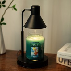 Yankee Candle 大蠟燭罐 + 可定時高度可調單色融蠟燈 + 燈泡2入組, 黑色