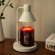 Yankee Candle 大蠟燭罐 + 可定時高度可調單色融蠟燈 + 燈泡2入組, 白色