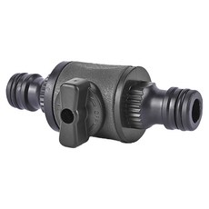 길그리 밸브형 물호스 커넥터 연결 양방향 2구 호수 중간 밸브, 블랙, 1개