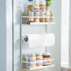 코히모 주방 냉장고 무타공 자석 수납 선반 키친타올 걸이 4W415, 화이트, 1개