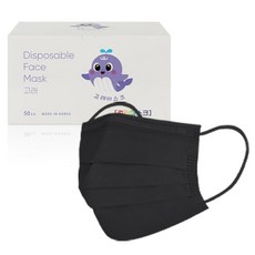 고래마스크 고래 로고 각인 중형, 50개입, 1개, 블랙