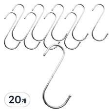 Dr.免釘 多用途不鏽鋼S型掛鉤 大型, 銀色, 20個