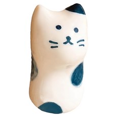 美濃燒 藍染貓筷架, 水玉 白色, 1個
