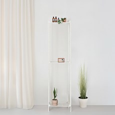 아임랙 철제 앵글 녹방지 화분선반 슬림랙 400 x 300 x 1800 mm + 휨방지 보강대 세트, 크림화이트, 3단