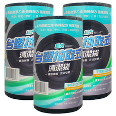 台塑 實心 清潔袋 垃圾袋, 平底封口 絕不漏水 抗拉強度好 堅固耐用, 125L, 3捲