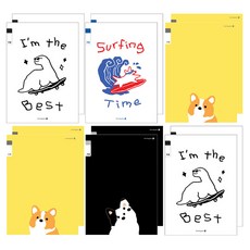 모닝글로리 채움노트 초등 3-6 무제 25줄 4종 + 랜덤발송 2p 세트 A1, 공룡보드, 서핑 독, 웰시코기, 사모예드, 2세트
