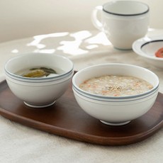 ssueim Retro Line復古圓形餐碗組, 深藍色, 飯碗+大碗, 1組