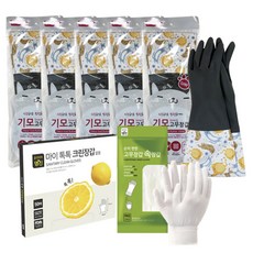 Home Edition MJ 刷毛橡膠手套 22 x 40 cm 5件組 + 雙手內層手套 19.5 x 10 cm + My TokTeuk 潔淨手套 24 x 28 cm 50入組, 刷毛手套(灰色), 5個