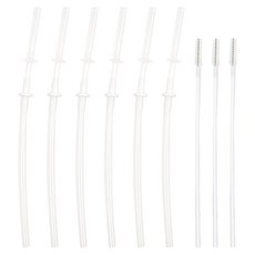 LITTLE BOBDOG 翻蓋式水瓶替換吸管 2入+清潔刷組, 透明, 3組