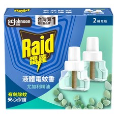 Raid 雷達 薄型液體電蚊香補充瓶 尤加利 2瓶, 82ml, 1盒