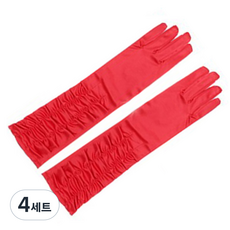 파티공구 셔링 롱 장갑 양쪽착용 세트, 레드, 4세트