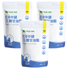 TRUE ONE 食在加分 C8中鏈三酸甘油酯 100%椰子油, 15包, 10ml, 3袋