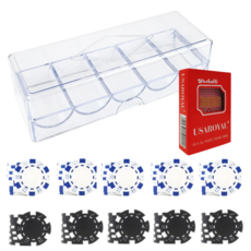 Dassadotcom 彩色撲克籌碼 白色50p+黑色50p+皇家卡牌+壓克力盒 A5套組, 1套, 混合顏色