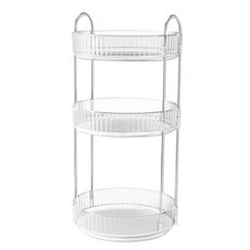 輕奢旋轉收納架 3層, 透明銀, 1個