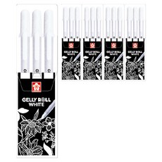 겔리롤 볼펜 3종 세트 0.5 + 0.8 + 1.0mm, 화이트, 5세트