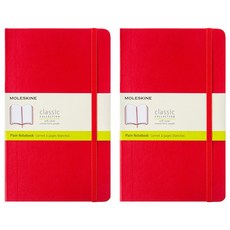 몰스킨 클래식 노트북 소프트 커버 Plain L 13 x 21 cm, 스칼렛 레드, 2개