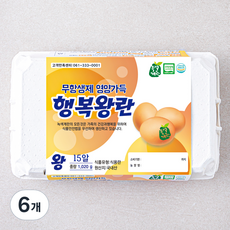 무항생제 인증 녹색계란 영양가득 행복왕란 1020g, 15구, 6개
