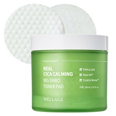 Wellage Real Cica Calming Big Embo 爽膚水墊 160ml, 1罐, 70片