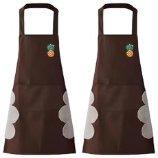 家用防水防油可擦手圍裙 帶擦手巾 大容量口袋 PVC材質, 款式隨機, 2件