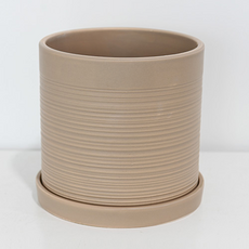 Garden in the City 粉彩陶瓷基本款花盆含底盤組, 1套, 棕色